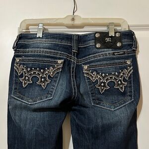 Miss Me Blue Boot Cut Jeans with Embellishments